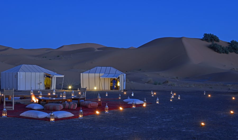 Desert camp at night